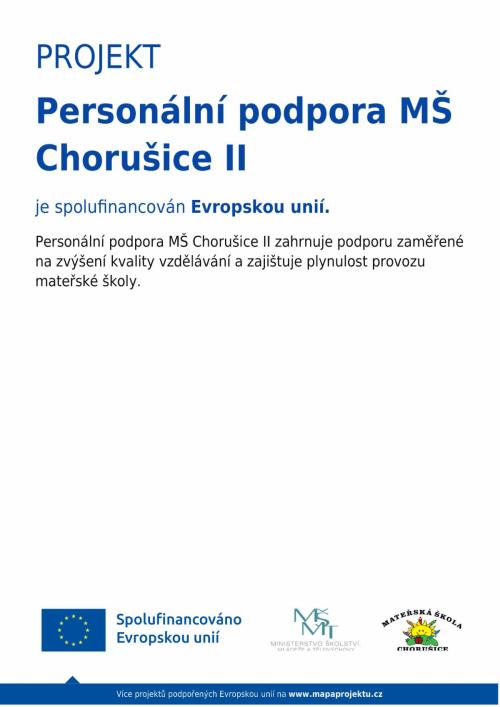 PROJEKT Personální podpora MŠ Chorušice II